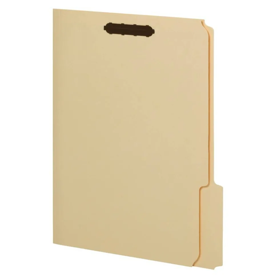 File Folders With Fasteners, 3/4" Expansion, 8 1/2" x 11", Letter, Manila, Box of 25