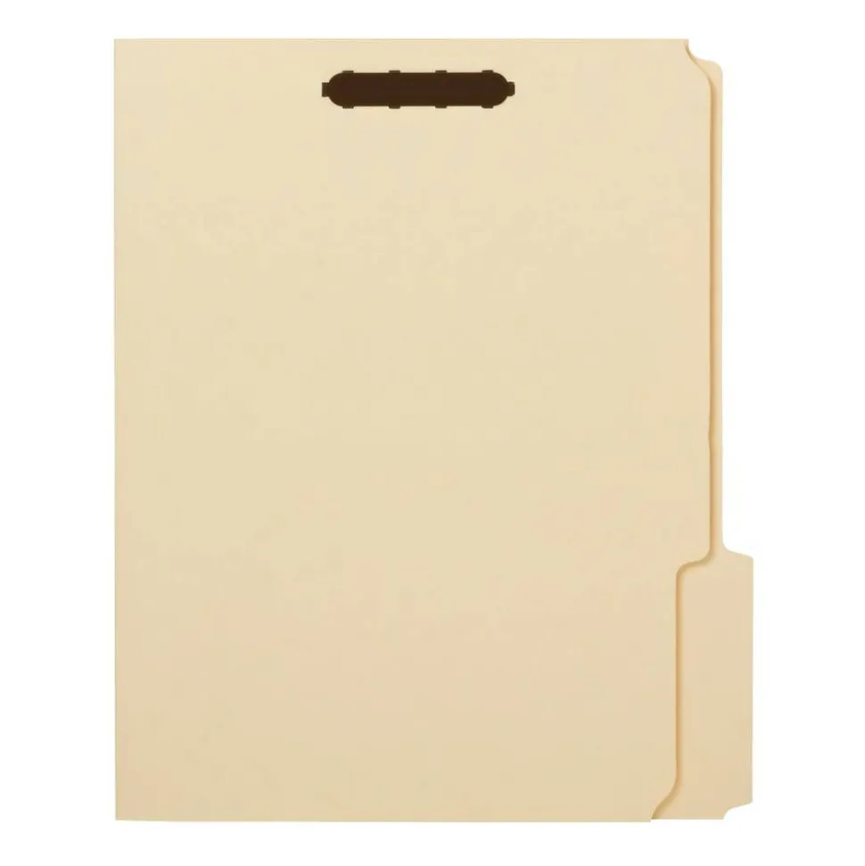 File Folders With Fasteners, 3/4" Expansion, 8 1/2" x 11", Letter, Manila, Box of 25