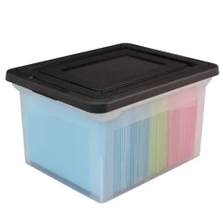 File Tote, Letter/Legal Size, 18"L x 14 1/4"W x 10 7/8"H, Clear/Black