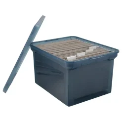 File Tote, 35 Qt, Letter/Legal Size, 10-13/16"H x 13-5/8"W x 18"D, Copen Blue
