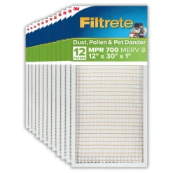 Filtrete 12 x 30 x 1 Air Filter, 12 HVAC Filters, MPR 700, MERV 8, Optimized HVAC Airflow, Dust, Pollen & Pet Dander, 3 Month AC and Furnace Filters
