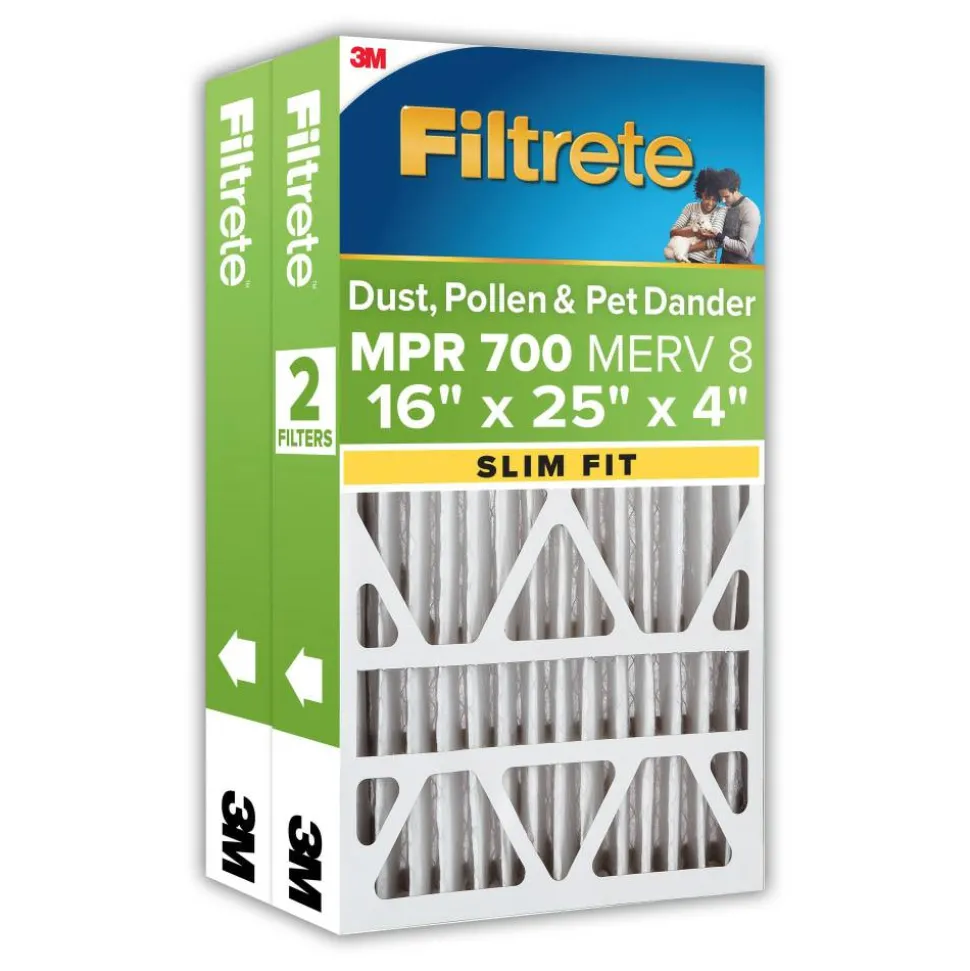Filtrete 16 x 25 x 4 Air Filter, 2 HVAC Filters, MPR 700, MERV 8, Optimized HVAC Airflow, Dust, Pollen & Pet Dander, 12 Month AC and Furnace Filters