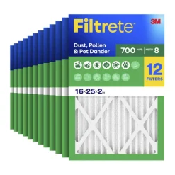 Filtrete 16 x 25 x 2 Air Filter, 12 HVAC Filters, MPR 700, MERV 8, Optimized HVAC Airflow, Dust, Pollen & Pet Dander, 3 Month AC and Furnace Filters