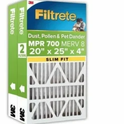 Filtrete 20 x 25 x 4 Air Filter, 2 HVAC Filters, MPR 700, Merv 8, Dust, Pollen & Pet Dander, 12 Month Pleated 4 Inch Electrostatic Air Filters