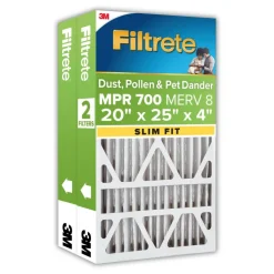 Filtrete 20 x 25 x 4 Air Filter, 2 HVAC Filters, MPR 700, Merv 8, Dust, Pollen & Pet Dander, 12 Month Pleated 4 Inch Electrostatic Air Filters