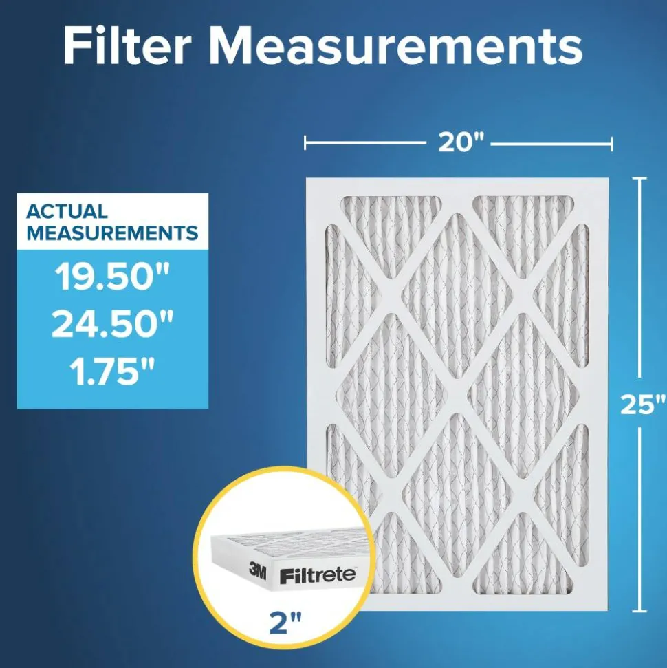 Filtrete 20 x 25 x2 Air Filter, 12 HVAC Filters, MERV 8, Premium Allergen, 3 Month Pleated 2 Inch Electrostatic Air Filters