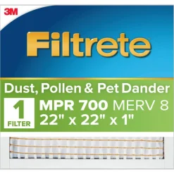 Filtrete Electrostatic Air Filter 700 MPR 741-4, 22 in x 22 in x 1 in (55.8 cm x 55.8 cm x 2.5 cm)
