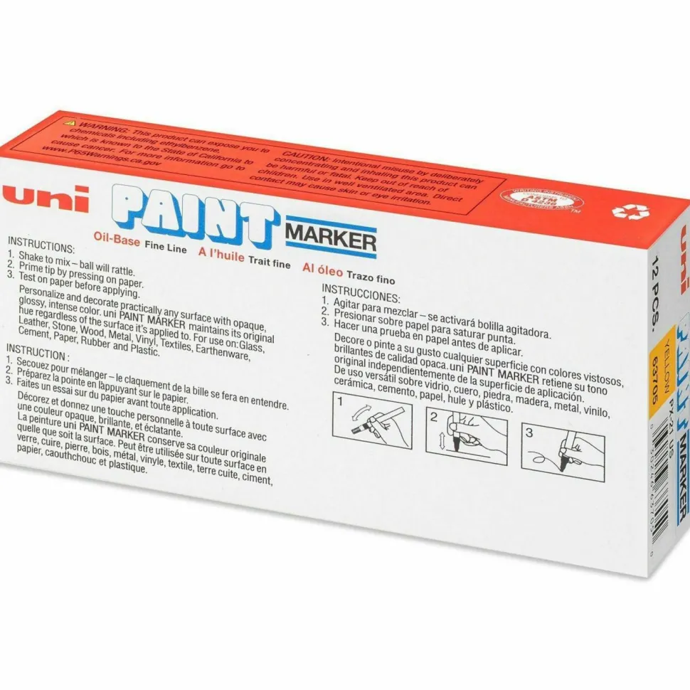 Fine Marker Point - Yellow Oil Based Ink - 1 Dozen