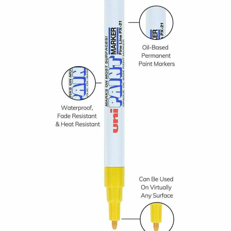 Fine Marker Point - Yellow Oil Based Ink - 1 Dozen