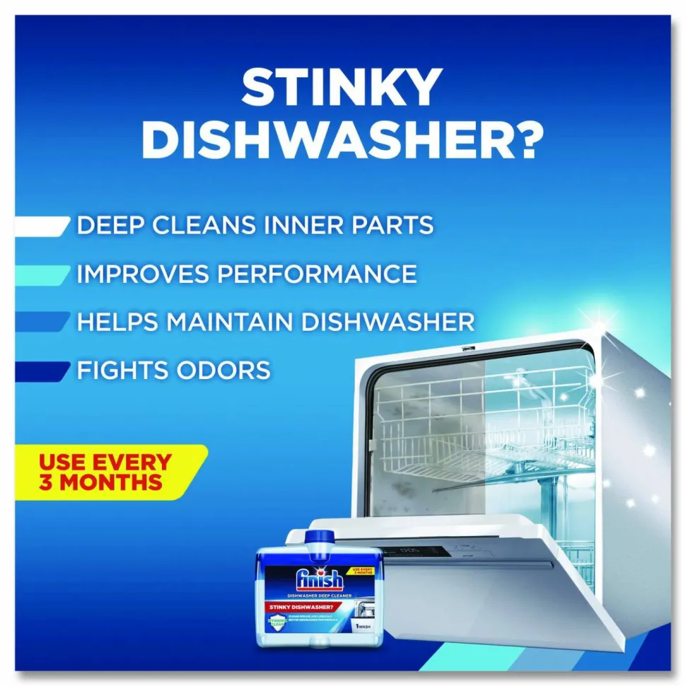 FINISH Dishwasher Cleaner, Fresh Scent, 8.45 oz Bottle, 6/Carton