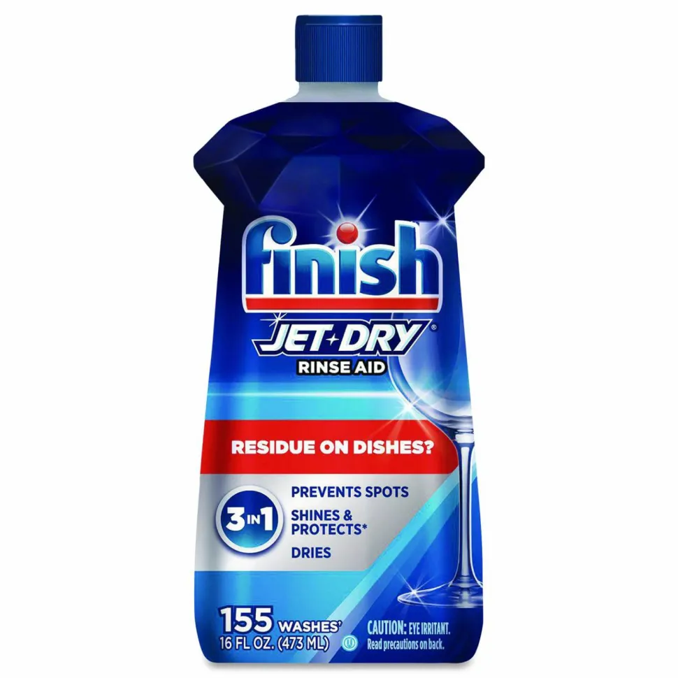 Finish Large Jet-Dry Rinse Aid - 16 fl oz (0.5 quart) - Original Scent - Blue - 6 / Carton