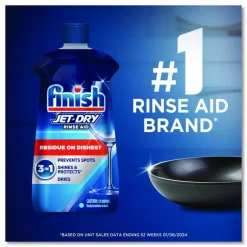 Finish Large Jet-Dry Rinse Aid - 16 fl oz (0.5 quart) - Original Scent - Blue - 6 / Carton