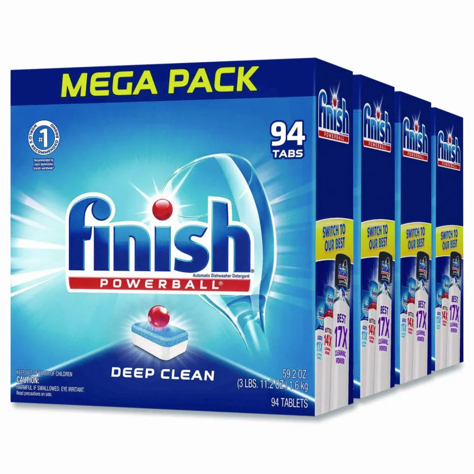 FINISH Powerball Dishwasher Tabs, Fresh Scent, 94/Box, 4 Boxes/Carton