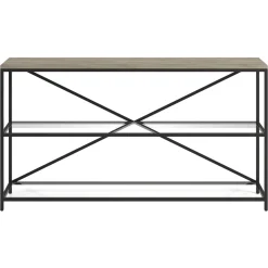 Fionn 55" Wide Rectangular Console Table in Blackened Bronze/Antiqued Gray Oak