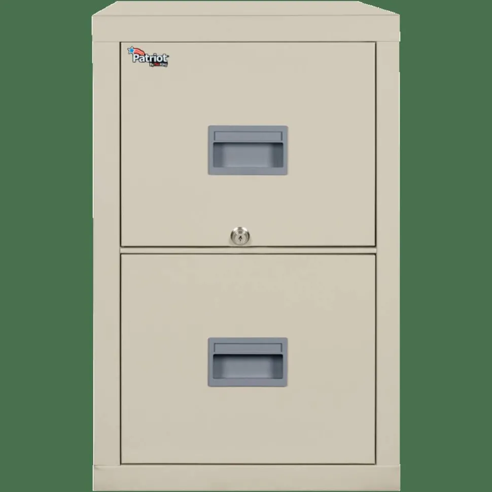 FireKing Patriot 25"D Vertical 2-Drawer Fireproof File Cabinet, Metal, Parchment, Dock To Dock Delivery