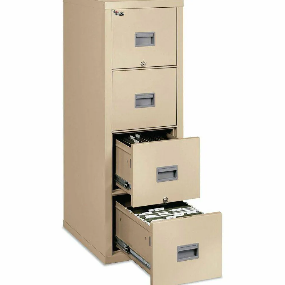 FireKing Patriot 25"D Vertical 2-Drawer Fireproof File Cabinet, Metal, Parchment, Dock To Dock Delivery