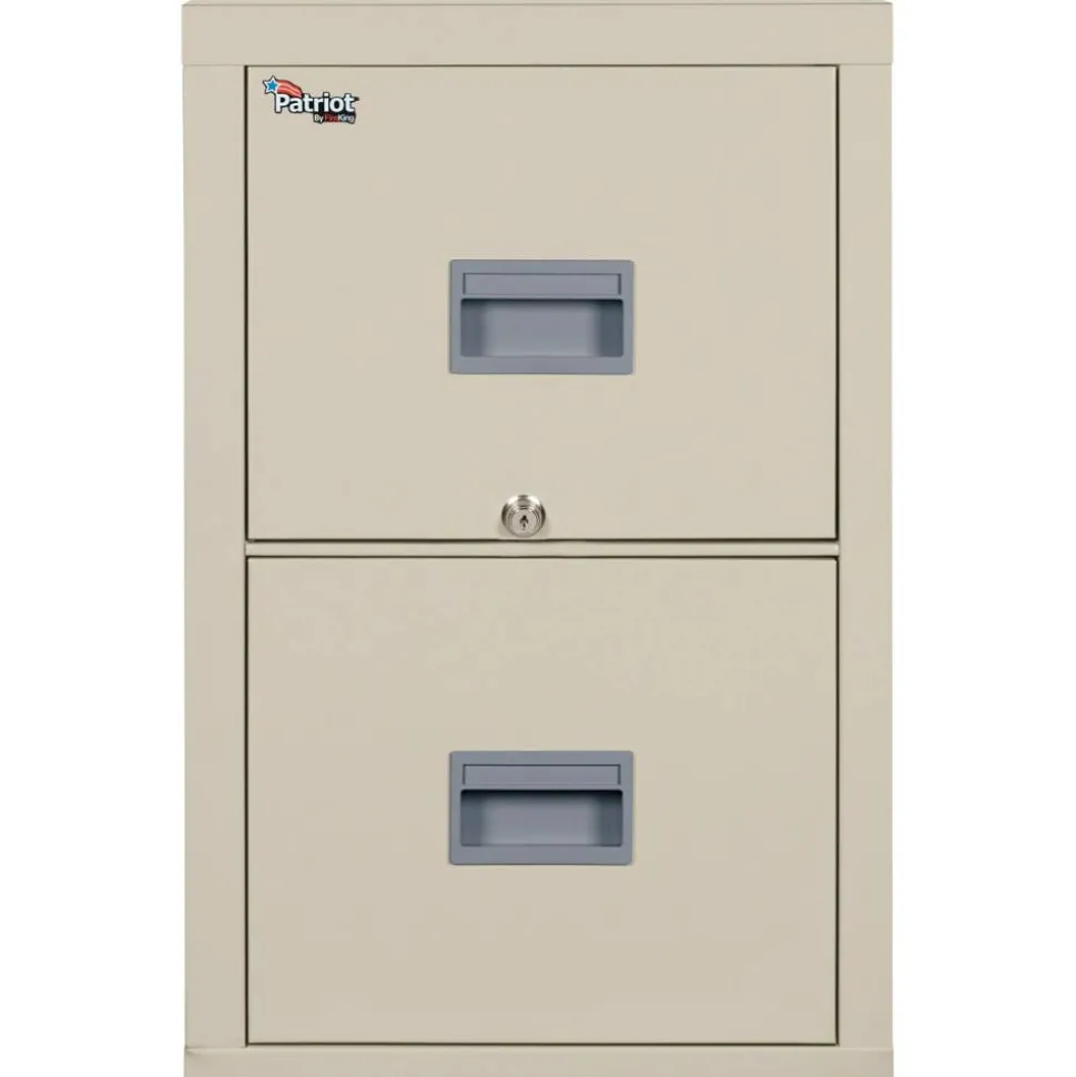 FireKing Patriot 25"D Vertical 2-Drawer Fireproof File Cabinet, Metal, Parchment, Dock To Dock Delivery