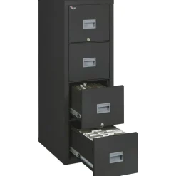 FireKing Patriot 25"D Vertical 4-Drawer Fireproof File Cabinet, Metal, Black, Dock-to-Dock Delivery