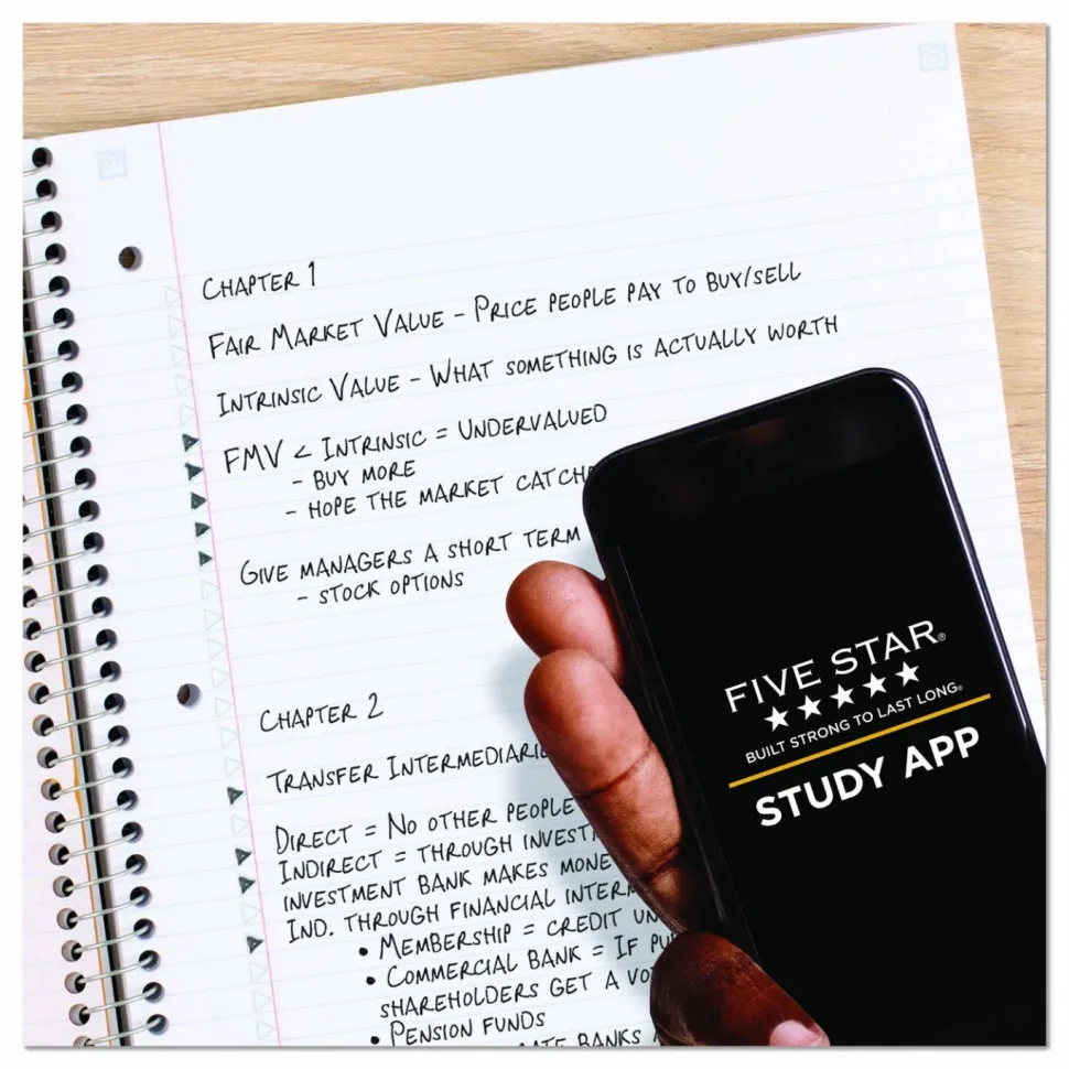Five Star Wirebound Notebook Plus Study App, 1 Subject, College Ruled