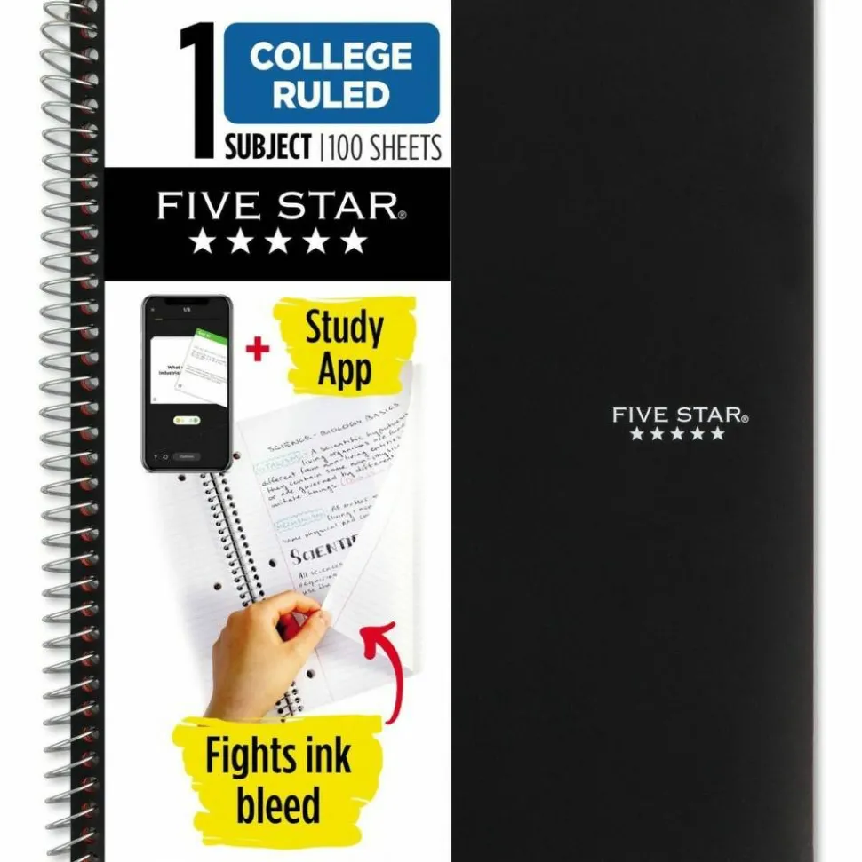 Five Star Wirebound Notebook Plus Study App, 1 Subject, College Ruled