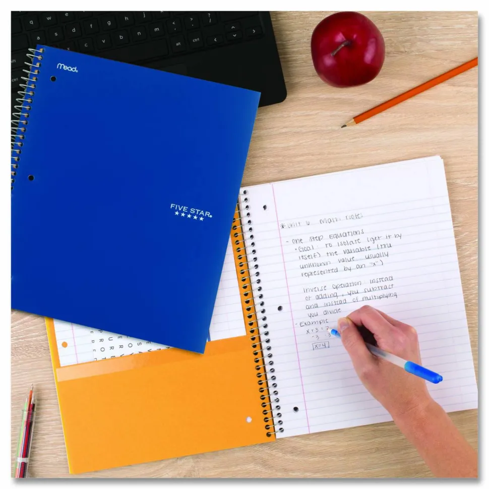 Five Star Wirebound Notebook, 1-Subject, Medium/College Rule, Assorted Cover Colors, (100) 11 x 8.5 Sheets, 6/Pack
