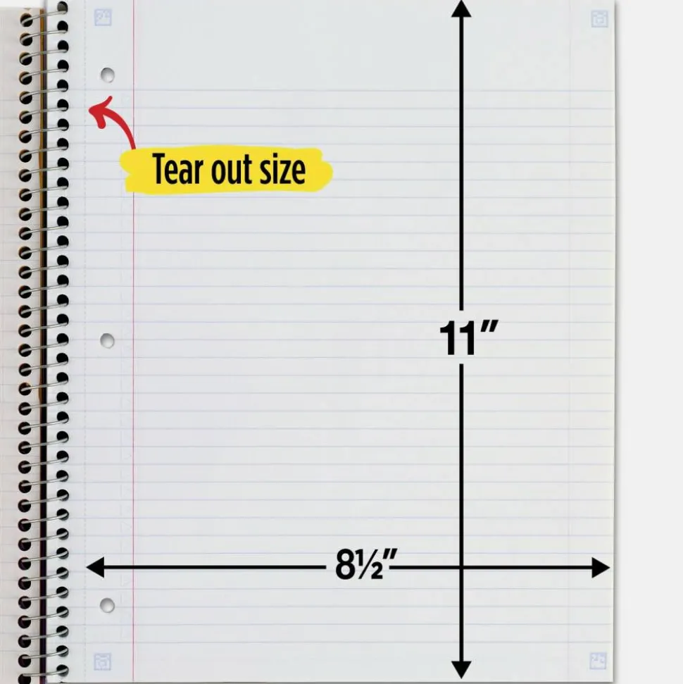 Five Star Wire-Bound Notebook, 8-1/2" x 11", 3 Subject, College Ruled, 150 Sheets, Pacific Blue