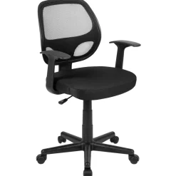 Flash Fundamentals Mid-Back Black Mesh Swivel Ergonomic Task Office Chair with Arms