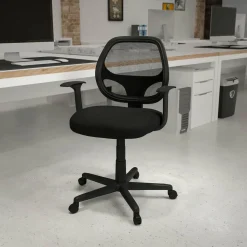 Flash Fundamentals Mid-Back Black Mesh Swivel Ergonomic Task Office Chair with Arms