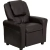 Flash Furniture Contemporary Brown Vinyl Kids Recliner with Cup Holder and Headrest [DG-ULT-KID-BRN-GG]