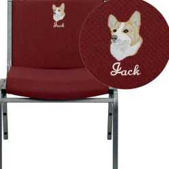 Flash Furniture HERCULES Series 1000 lb. Capacity Big and Tall Extra Wide Burgundy Fabric Stack Chair with Ganging Bracket