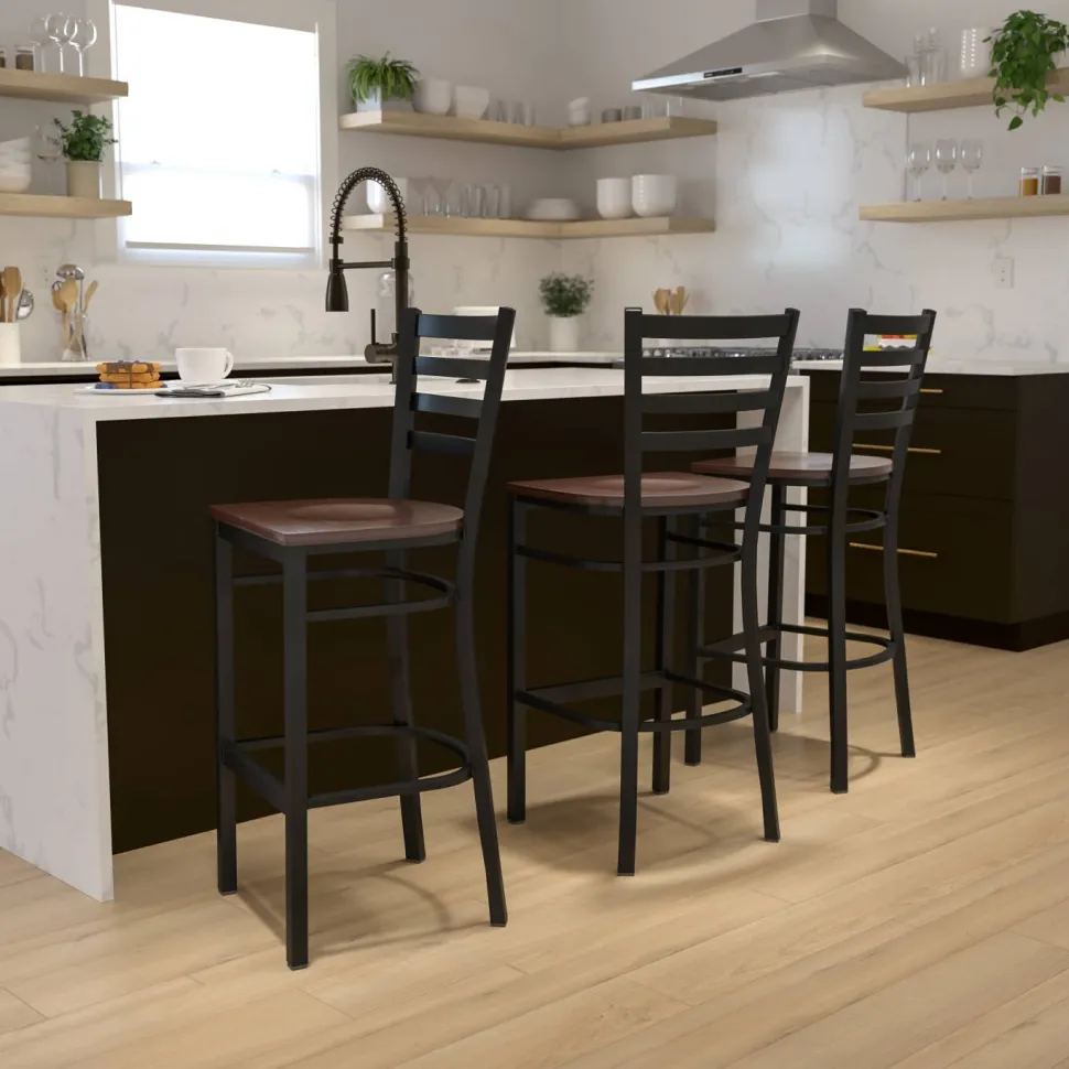 Flash Furniture HERCULES Series Ladder Back Metal Bar Stool