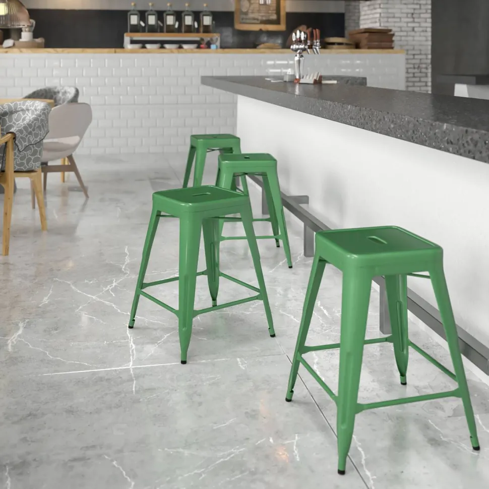 Flash Furniture 24'' High Backless Metal Indoor-Outdoor Counter Height Stool