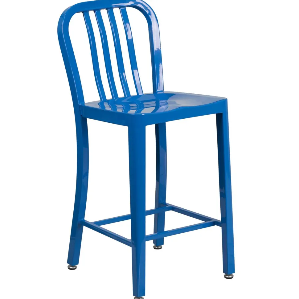 Flash Furniture 24'' High Indoor-Outdoor Counter Height Stool with Vertical Slat Back