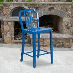 Flash Furniture 24'' High Indoor-Outdoor Counter Height Stool with Vertical Slat Back