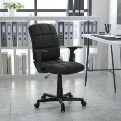 Flash Furniture Mid-Back Quilted Vinyl Swivel Task Chair with Nylon Arms