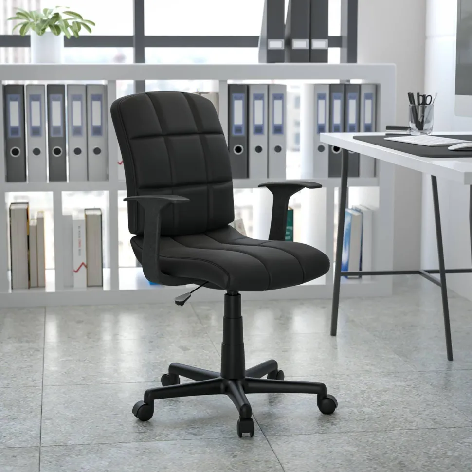 Flash Furniture Mid-Back Quilted Vinyl Swivel Task Chair with Nylon Arms