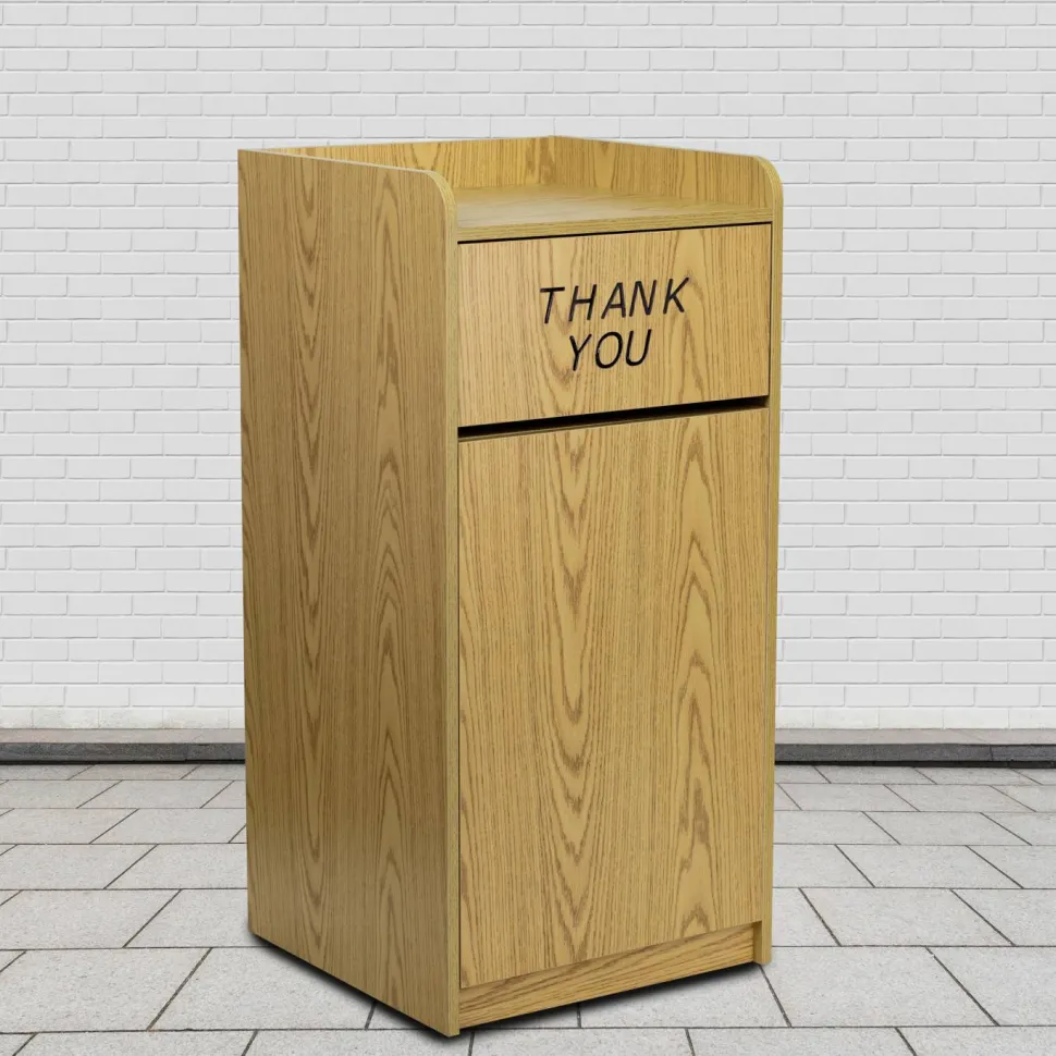Flash Furniture Wood Tray Top 36 Gallon Trash Can
