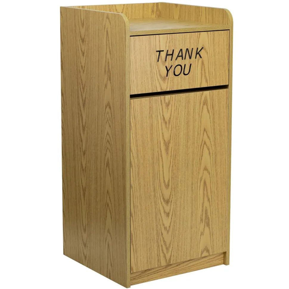 Flash Furniture Wood Tray Top 36 Gallon Trash Can