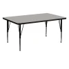 Flash Furniture 24''W x 48''L Rectangular Activity Table with 1.25'' Thick High Pressure Grey Laminate Top and Height Adjustable Preschool Legs