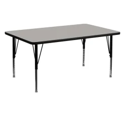 Flash Furniture 24''W x 48''L Rectangular Activity Table with 1.25'' Thick High Pressure Grey Laminate Top and Height Adjustable Preschool Legs