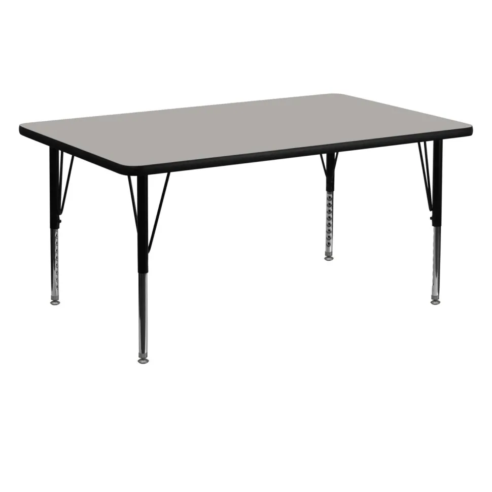 Flash Furniture 24''W x 48''L Rectangular Activity Table with 1.25'' Thick High Pressure Grey Laminate Top and Height Adjustable Preschool Legs