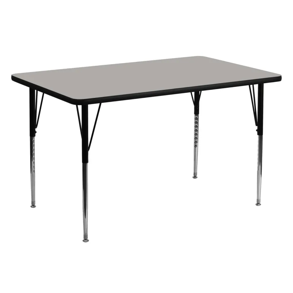 Flash Furniture 24''W x 48''L Rectangular Activity Table with 1.25'' Thick High Pressure Grey Laminate Top and Standard Height Adjustable Legs