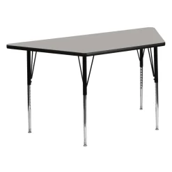 Flash Furniture 24''W x 48''L Trapezoid Activity Table with 1.25'' Thick High Pressure Grey Laminate Top and Standard Height Adjustable Legs [XU-A2448-TRAP-GY-H-A-GG]