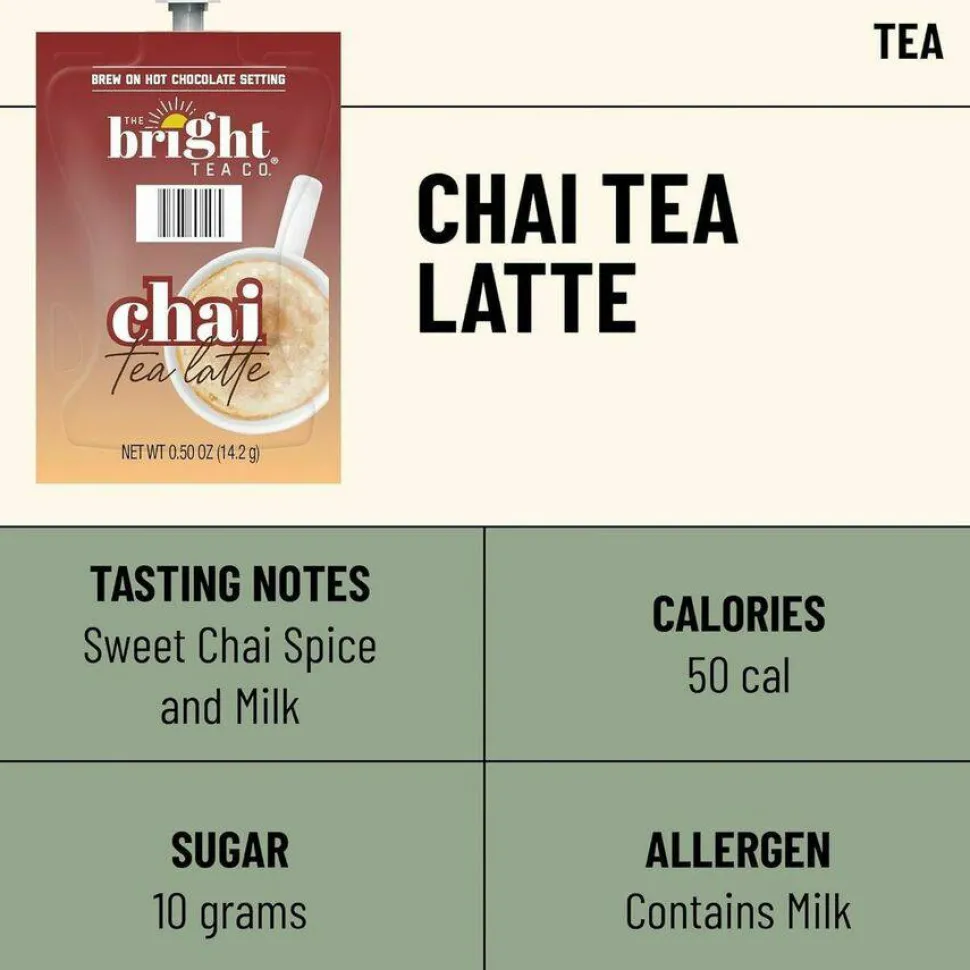 FLAVIA The Bright Tea Co. Chai Tea Latte Freshpack, 72/Carton