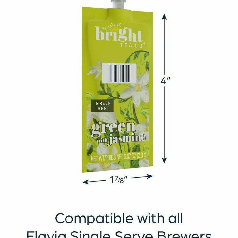 FLAVIA The Bright Tea Co. Green with Jasmine Tea Freshpack, 100/Carton