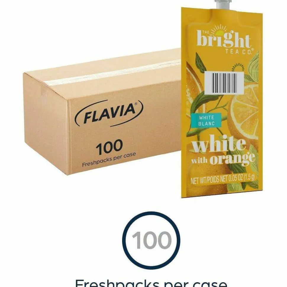 FLAVIA The Bright Tea Co. White with Orange Tea Freshpack, 100/Carton