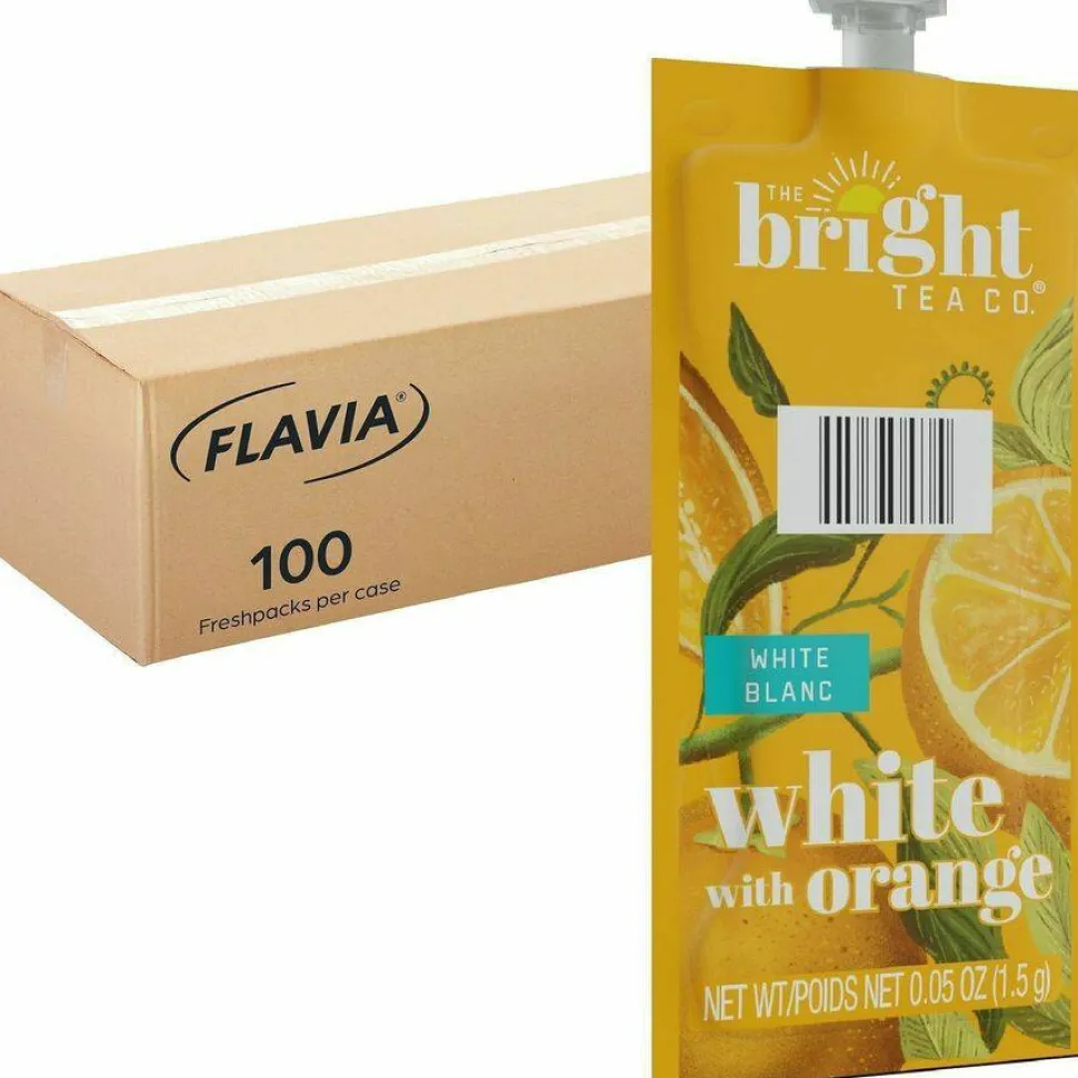 FLAVIA The Bright Tea Co. White with Orange Tea Freshpack, 100/Carton