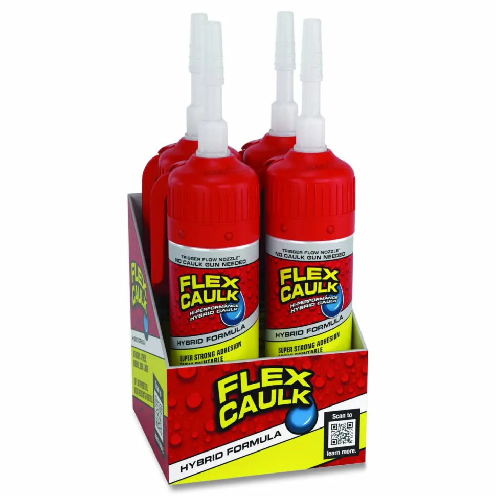Flex Seal Products Flex Caulk Hi-Performance Hybrid Caulk, 3 oz Aerosol Can, Dries Clear, 4/Carton