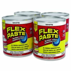 Flex Seal Products Flex Paste Super Thick Rubberized Paste, 3 lb Can, Dries White, 4/Carton
