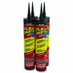 Flex Seal Products Flex Paste Super Thick Rubberized Paste, 9 oz Cartridge, Dries Black, 4/Carton